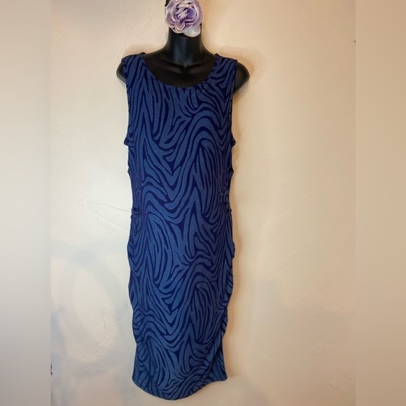 A Pea In The Pod Maternity~Two-Toned Blue Bodycon Midi Dress~Sleeveless~Size L - Picture 1 of 13